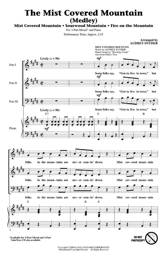 The Mist Covered Mountain (Medley) - SAB